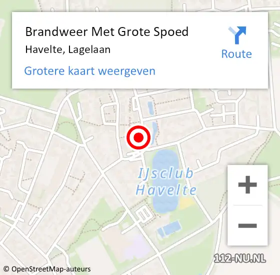 Locatie op kaart van de 112 melding: Brandweer Met Grote Spoed Naar Havelte, Lagelaan op 2 maart 2024 06:39