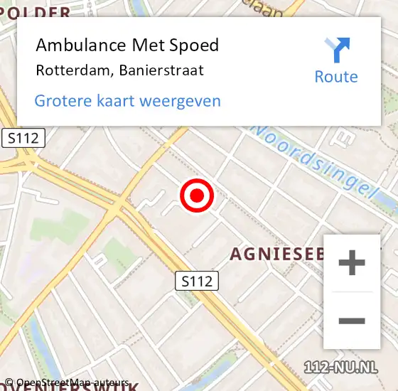 Locatie op kaart van de 112 melding: Ambulance Met Spoed Naar Rotterdam, Banierstraat op 2 maart 2024 07:56