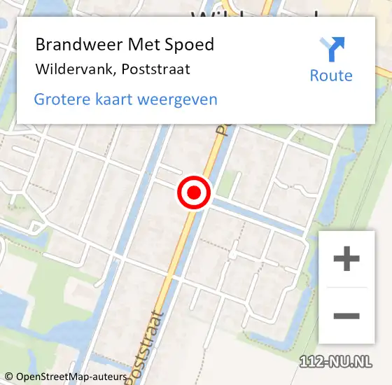 Locatie op kaart van de 112 melding: Brandweer Met Spoed Naar Wildervank, Poststraat op 2 maart 2024 08:06