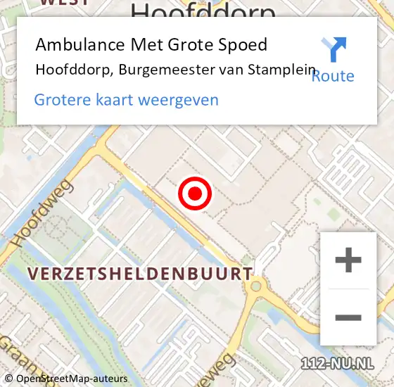 Locatie op kaart van de 112 melding: Ambulance Met Grote Spoed Naar Hoofddorp, Burgemeester van Stamplein op 2 maart 2024 08:17