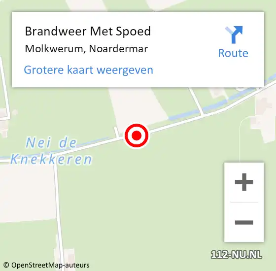 Locatie op kaart van de 112 melding: Brandweer Met Spoed Naar Molkwerum, Noardermar op 27 september 2014 17:59
