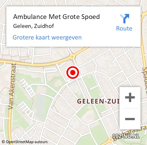 Locatie op kaart van de 112 melding: Ambulance Met Grote Spoed Naar Geleen, Zuidhof op 2 maart 2024 11:46