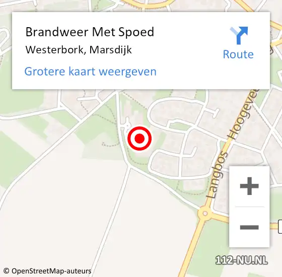 Locatie op kaart van de 112 melding: Brandweer Met Spoed Naar Westerbork, Marsdijk op 2 maart 2024 12:01