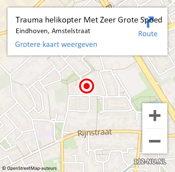 Locatie op kaart van de 112 melding: Trauma helikopter Met Zeer Grote Spoed Naar Eindhoven, Amstelstraat op 2 maart 2024 12:13
