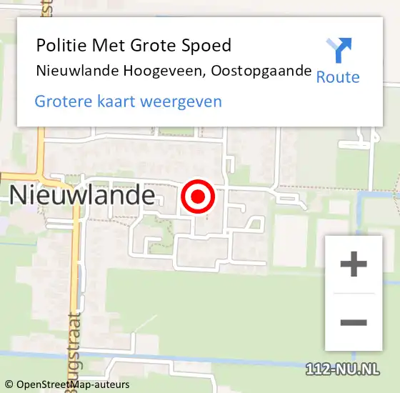 Locatie op kaart van de 112 melding: Politie Met Grote Spoed Naar Nieuwlande Hoogeveen, Oostopgaande op 2 maart 2024 13:04