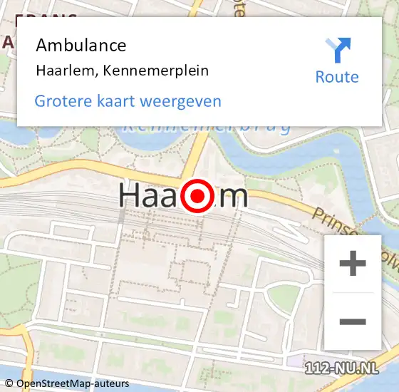 Locatie op kaart van de 112 melding: Ambulance Haarlem, Kennemerplein op 2 maart 2024 13:14