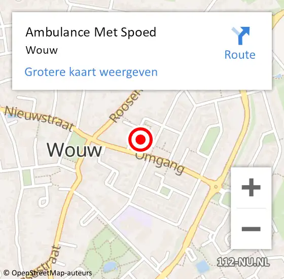 Locatie op kaart van de 112 melding: Ambulance Met Spoed Naar Wouw op 2 maart 2024 13:27