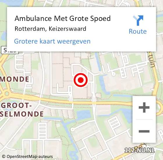 Locatie op kaart van de 112 melding: Ambulance Met Grote Spoed Naar Rotterdam, Keizerswaard op 2 maart 2024 14:06