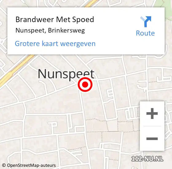Locatie op kaart van de 112 melding: Brandweer Met Spoed Naar Nunspeet, Brinkersweg op 2 maart 2024 14:06