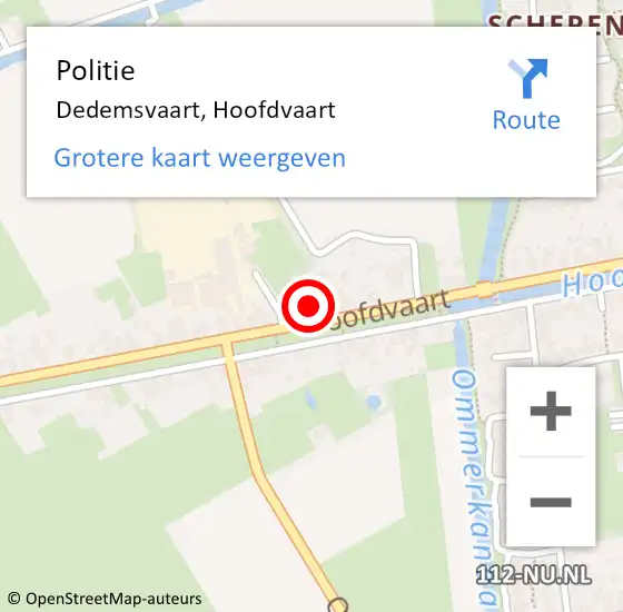 Locatie op kaart van de 112 melding: Politie Dedemsvaart, Hoofdvaart op 2 maart 2024 16:03