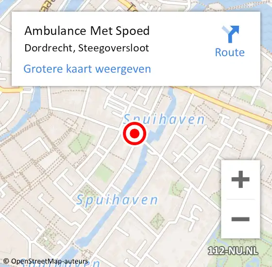 Locatie op kaart van de 112 melding: Ambulance Met Spoed Naar Dordrecht, Steegoversloot op 2 maart 2024 16:04