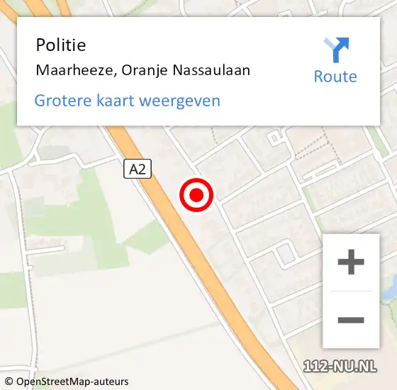 Locatie op kaart van de 112 melding: Politie Maarheeze, Oranje Nassaulaan op 2 maart 2024 16:29
