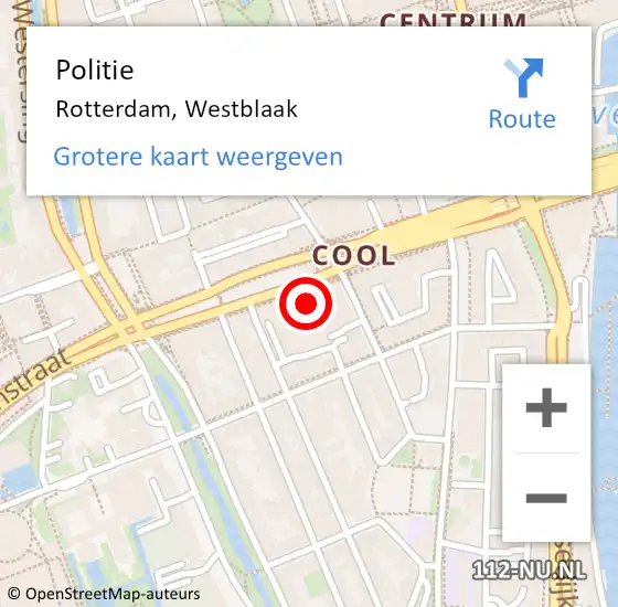Locatie op kaart van de 112 melding: Politie Rotterdam, Westblaak op 2 maart 2024 16:41