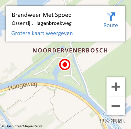Locatie op kaart van de 112 melding: Brandweer Met Spoed Naar Ossenzijl, Hagenbroekweg op 2 maart 2024 17:01