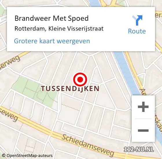 Locatie op kaart van de 112 melding: Brandweer Met Spoed Naar Rotterdam, Kleine Visserijstraat op 2 maart 2024 17:06