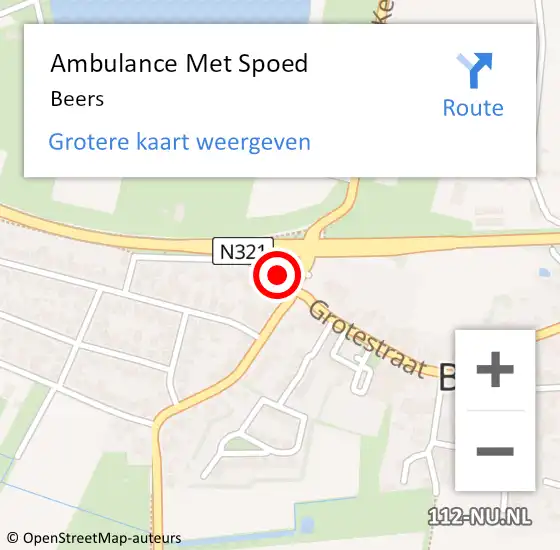 Locatie op kaart van de 112 melding: Ambulance Met Spoed Naar Beers op 2 maart 2024 18:33