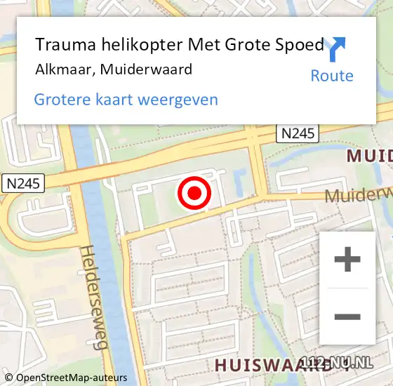 Locatie op kaart van de 112 melding: Trauma helikopter Met Grote Spoed Naar Alkmaar, Muiderwaard op 2 maart 2024 19:01
