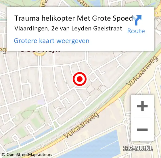 Locatie op kaart van de 112 melding: Trauma helikopter Met Grote Spoed Naar Vlaardingen, 2e van Leyden Gaelstraat op 2 maart 2024 19:10
