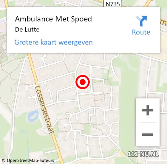 Locatie op kaart van de 112 melding: Ambulance Met Spoed Naar De Lutte op 2 maart 2024 19:10