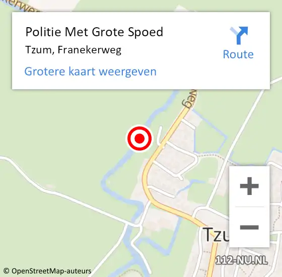 Locatie op kaart van de 112 melding: Politie Met Grote Spoed Naar Tzum, Franekerweg op 2 maart 2024 19:32