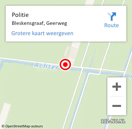 Locatie op kaart van de 112 melding: Politie Bleskensgraaf, Geerweg op 2 maart 2024 19:49