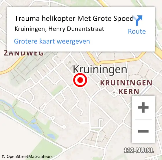Locatie op kaart van de 112 melding: Trauma helikopter Met Grote Spoed Naar Kruiningen, Henry Dunantstraat op 2 maart 2024 20:32