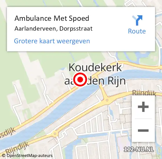 Locatie op kaart van de 112 melding: Ambulance Met Spoed Naar Aarlanderveen, Dorpsstraat op 2 maart 2024 20:44