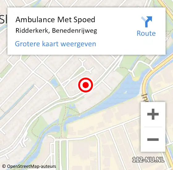 Locatie op kaart van de 112 melding: Ambulance Met Spoed Naar Ridderkerk, Benedenrijweg op 2 maart 2024 21:13