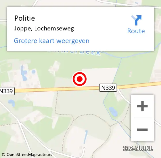 Locatie op kaart van de 112 melding: Politie Joppe, Lochemseweg op 2 maart 2024 21:17