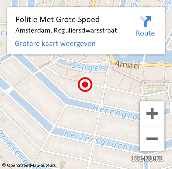 Locatie op kaart van de 112 melding: Politie Met Grote Spoed Naar Amsterdam, Reguliersdwarsstraat op 2 maart 2024 21:28