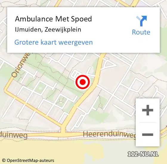 Locatie op kaart van de 112 melding: Ambulance Met Spoed Naar IJmuiden, Zeewijkplein op 2 maart 2024 22:17