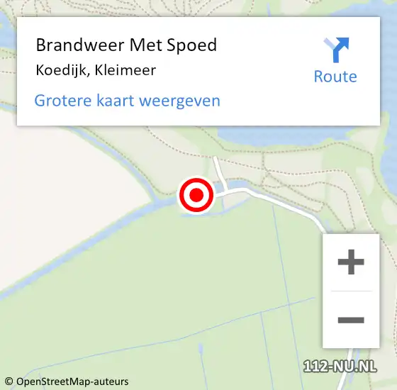 Locatie op kaart van de 112 melding: Brandweer Met Spoed Naar Koedijk, Kleimeer op 2 maart 2024 22:18