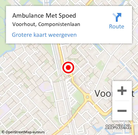 Locatie op kaart van de 112 melding: Ambulance Met Spoed Naar Voorhout, Componistenlaan op 2 maart 2024 22:23