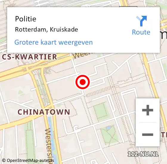 Locatie op kaart van de 112 melding: Politie Rotterdam, Kruiskade op 2 maart 2024 23:12