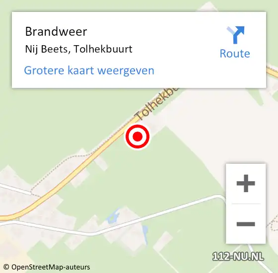 Locatie op kaart van de 112 melding: Brandweer Nij Beets, Tolhekbuurt op 2 maart 2024 23:57