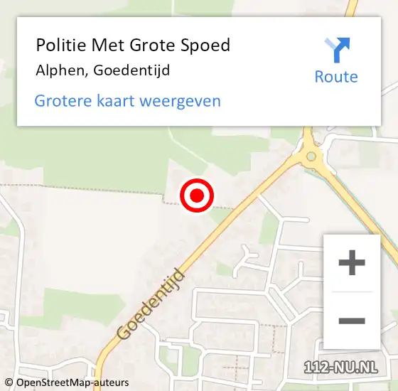 Locatie op kaart van de 112 melding: Politie Met Grote Spoed Naar Alphen, Goedentijd op 3 maart 2024 00:01