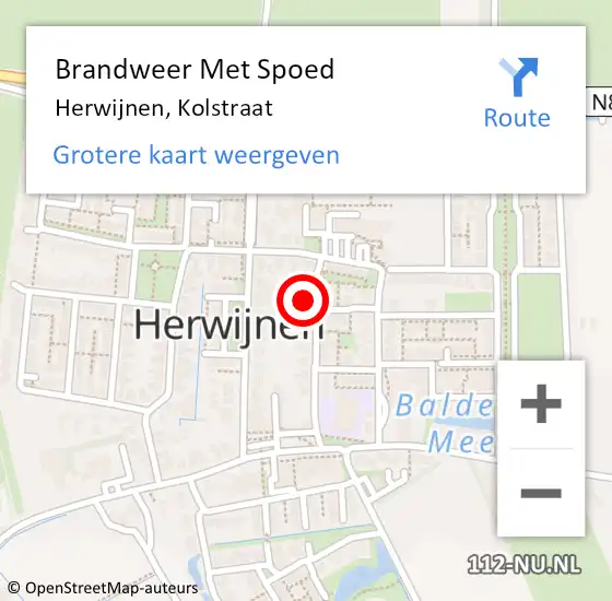 Locatie op kaart van de 112 melding: Brandweer Met Spoed Naar Herwijnen, Kolstraat op 3 maart 2024 00:02