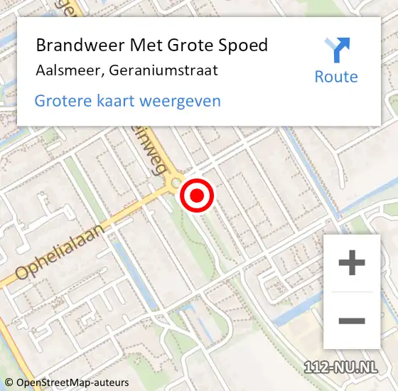 Locatie op kaart van de 112 melding: Brandweer Met Grote Spoed Naar Aalsmeer, Geraniumstraat op 3 maart 2024 01:06