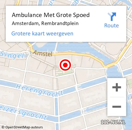 Locatie op kaart van de 112 melding: Ambulance Met Grote Spoed Naar Amsterdam, Rembrandtplein op 3 maart 2024 01:47