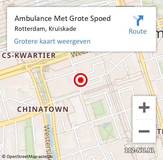 Locatie op kaart van de 112 melding: Ambulance Met Grote Spoed Naar Rotterdam, Kruiskade op 3 maart 2024 02:17