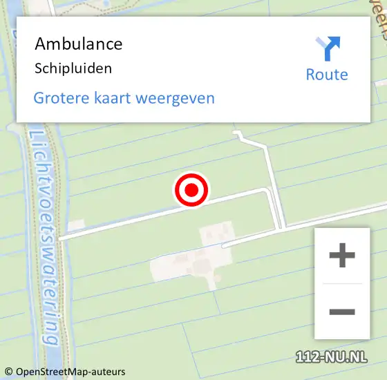 Locatie op kaart van de 112 melding: Ambulance Schipluiden op 3 maart 2024 02:27