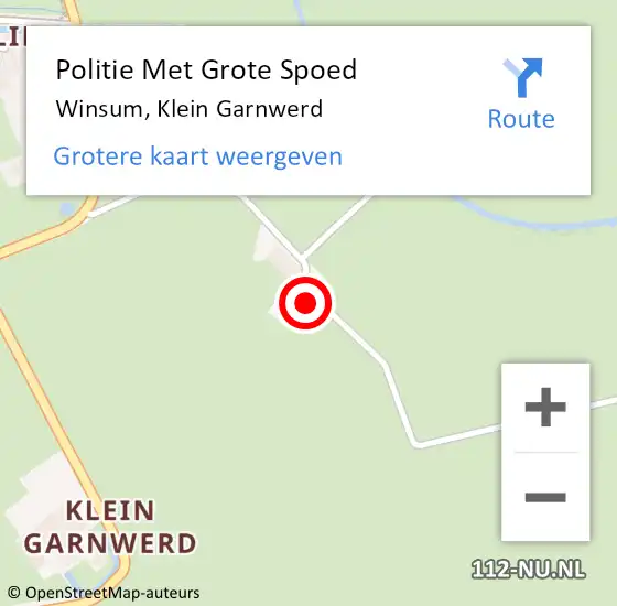 Locatie op kaart van de 112 melding: Politie Met Grote Spoed Naar Winsum, Klein Garnwerd op 3 maart 2024 02:36