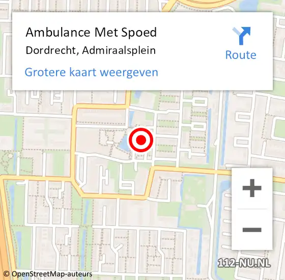 Locatie op kaart van de 112 melding: Ambulance Met Spoed Naar Dordrecht, Admiraalsplein op 3 maart 2024 04:48
