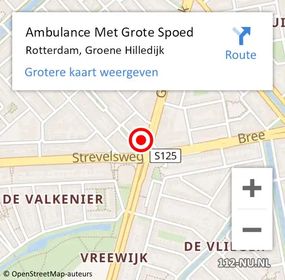 Locatie op kaart van de 112 melding: Ambulance Met Grote Spoed Naar Rotterdam, Groene Hilledijk op 3 maart 2024 08:04