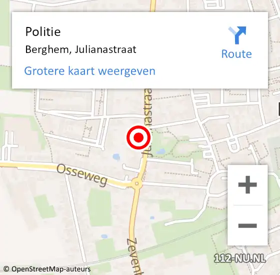 Locatie op kaart van de 112 melding: Politie Berghem, Julianastraat op 3 maart 2024 08:51