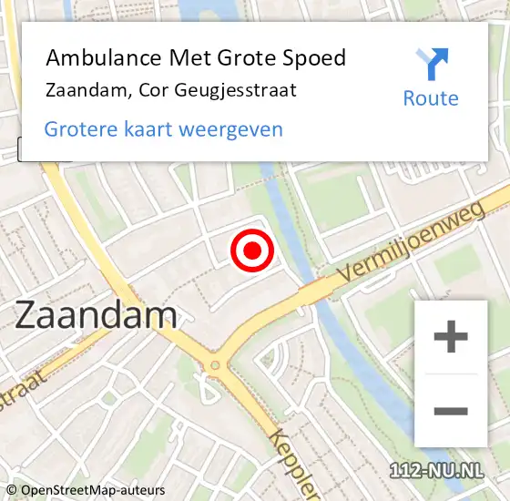 Locatie op kaart van de 112 melding: Ambulance Met Grote Spoed Naar Zaandam, Cor Geugjesstraat op 3 maart 2024 09:20