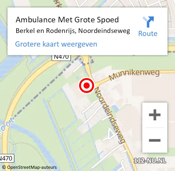 Locatie op kaart van de 112 melding: Ambulance Met Grote Spoed Naar Berkel en Rodenrijs, Noordeindseweg op 3 maart 2024 09:21