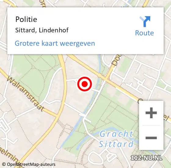 Locatie op kaart van de 112 melding: Politie Sittard, Lindenhof op 3 maart 2024 09:38