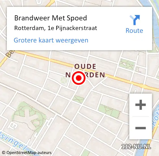 Locatie op kaart van de 112 melding: Brandweer Met Spoed Naar Rotterdam, 1e Pijnackerstraat op 3 maart 2024 09:42