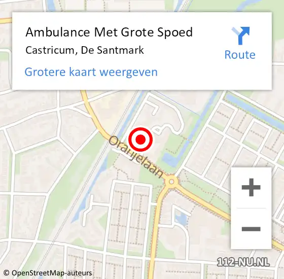 Locatie op kaart van de 112 melding: Ambulance Met Grote Spoed Naar Castricum, De Santmark op 3 maart 2024 10:30